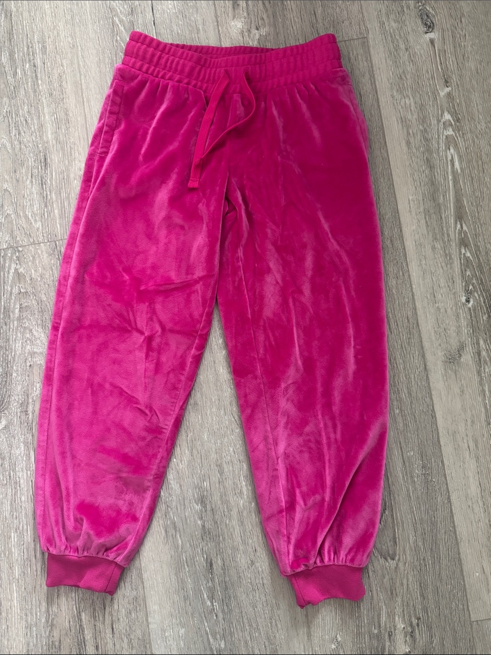 EUC Girls Athletic Works Bright Pink Velour Sweatpants Size S(6-6x)